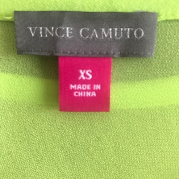 *4/$20* Vince Camuto Neon Green Blouse Sheer/Trim - Picture 5 of 6
